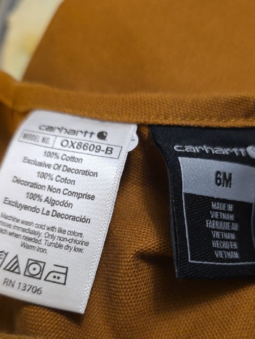 Carhartt Kids Brown Canvas Overalls with Front Pockets - Picture 4 of 4